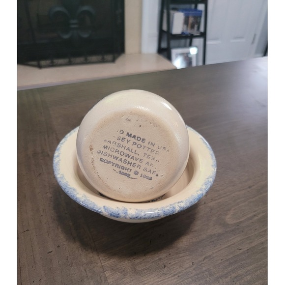 Marshall Pottery Texas, Casey Pottery, Yesteryear Heart Wreath, Spongeware Set - Picture 4 of 9